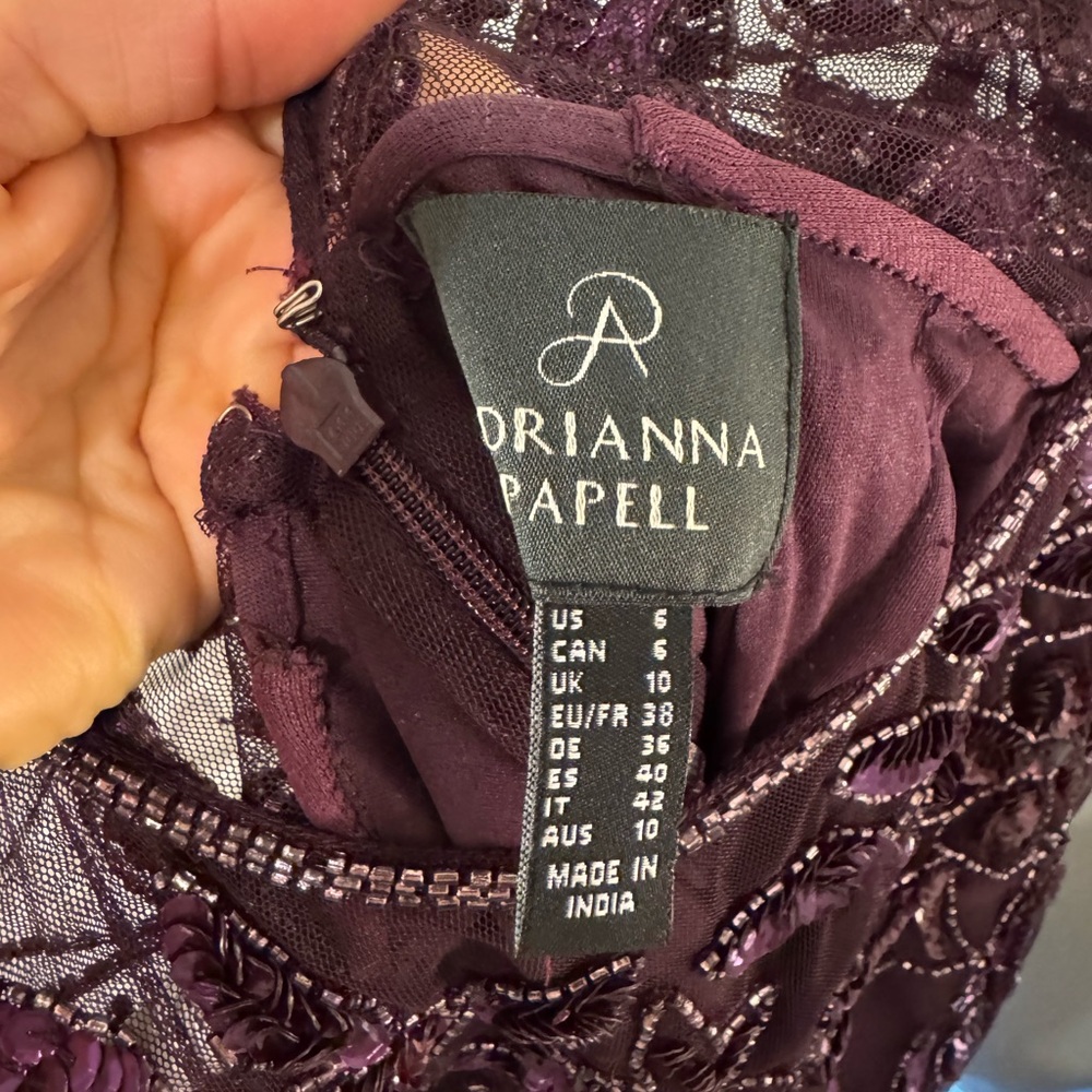Adrianna Papell Deep Purple Long Sleeve Dress - Picture 3 of 4